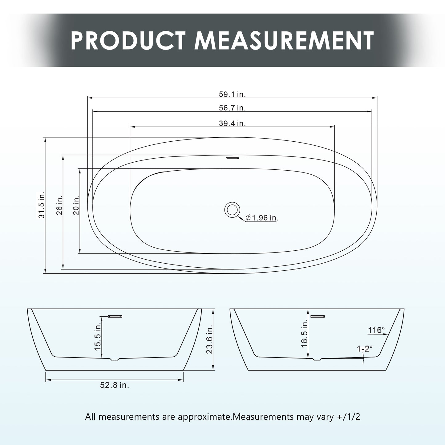 Flatbottom Freestanding Soaking Bathtub by Altair