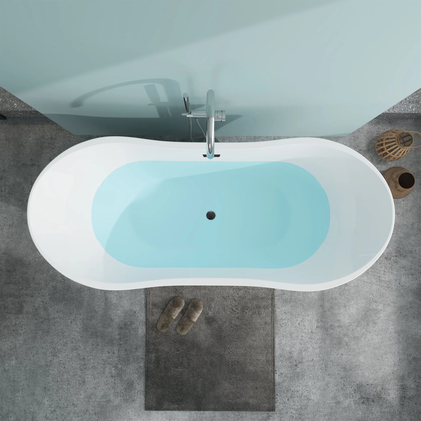 Freestanding Soaking Bathtub with Center Drain by Vanity Art