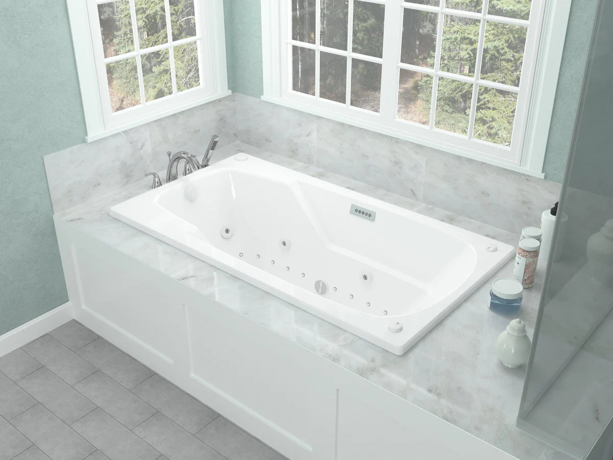 Eros 32 x 60 Rectangular Air and Whirlpool Jetted Bathtub in White with Reversible Drain