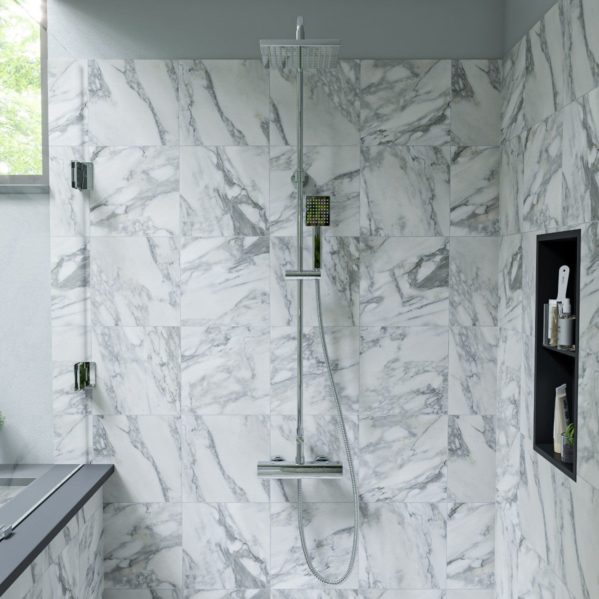 Square Style Thermostatic Exposed Shower Set by Alfi