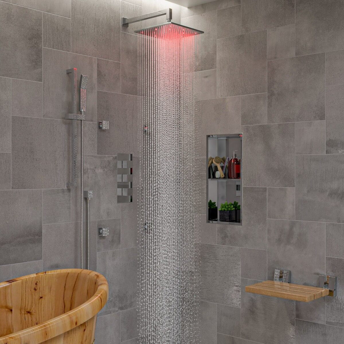Sliding Rail Hand Shower Set in Polished or Brushed by Alfi