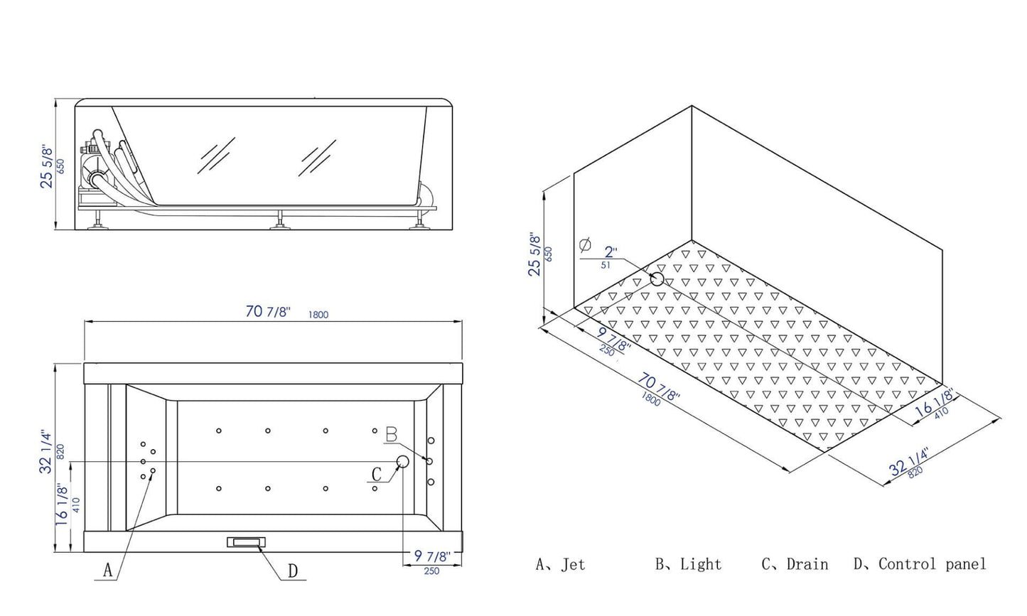 Clear Rectangular Whirlpool Bathtub by Eago