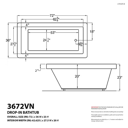 Illyrian 6 ft. Acrylic Reversible Drain Rectangular Bathtub in White