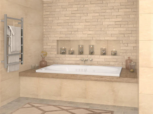 Vogue 71 in. x 42 in. Rectangular Whirlpool and Air Bathtub with Center drain and VS Jets and Aroma in Glossy White