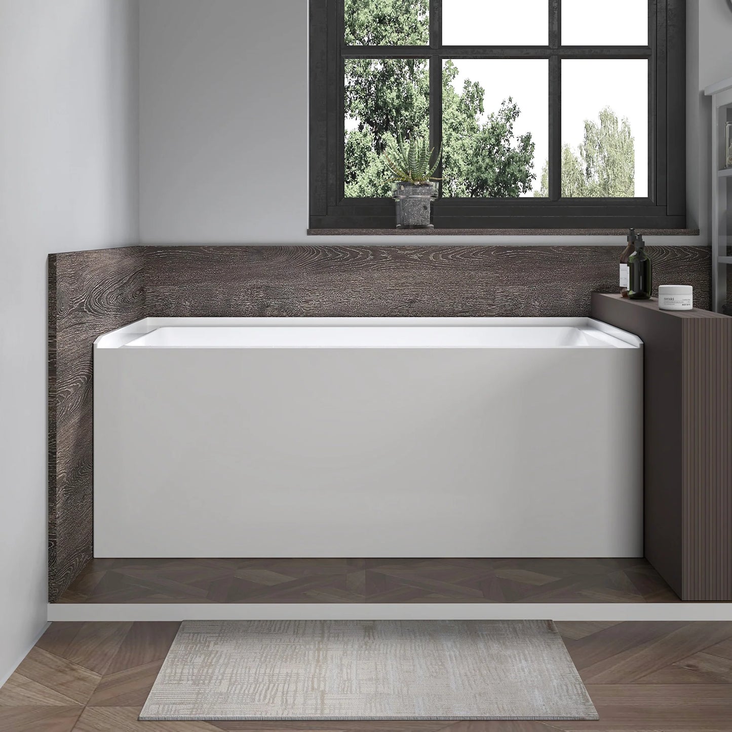 Acrylic Soaking Bathtub with Overflow and Drain Left by Vanity Art