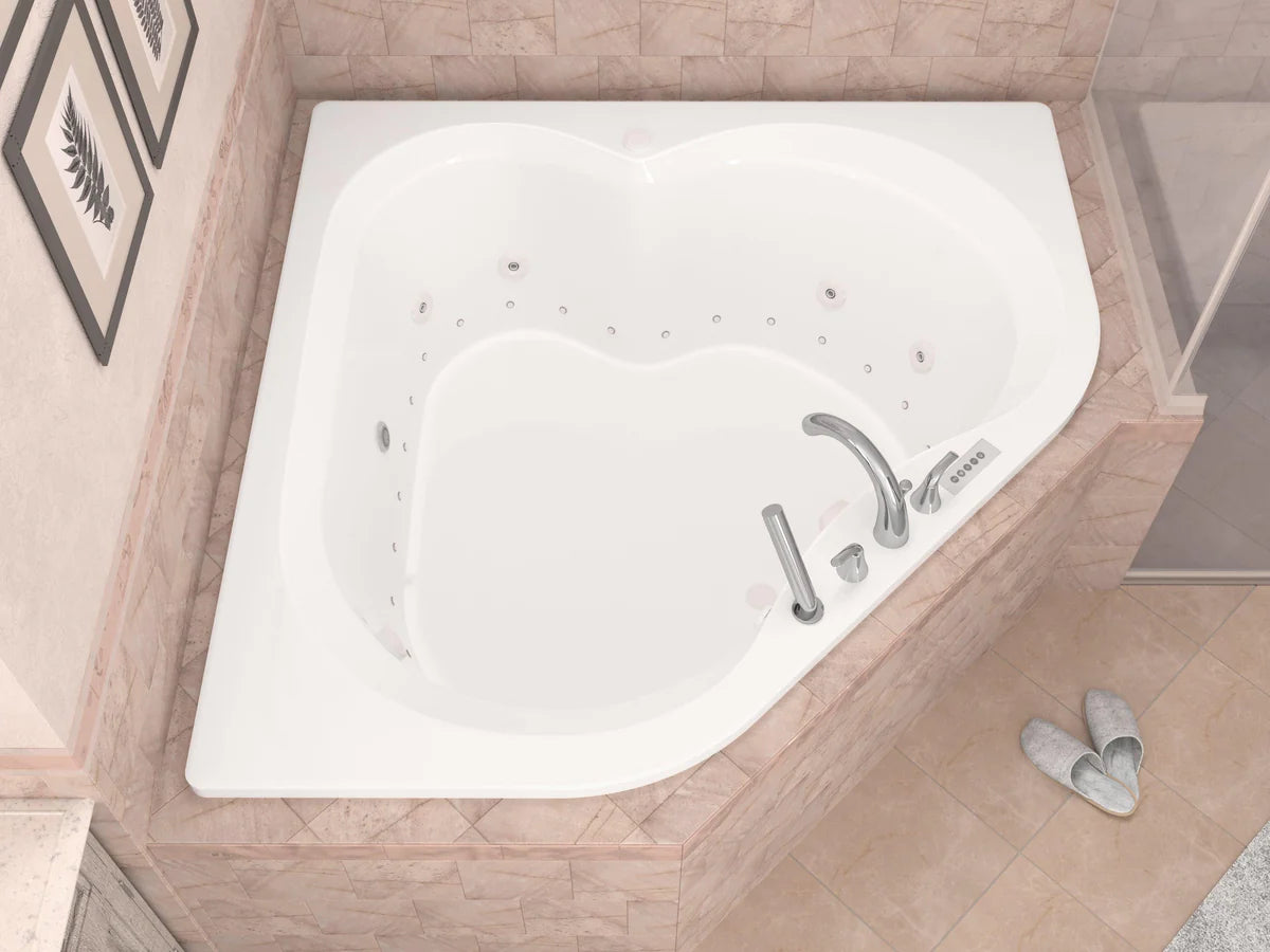 Cascade 60 in. x 60 in. Corner Air and Whirlpool Jetted Bathtub with Right Drain in White