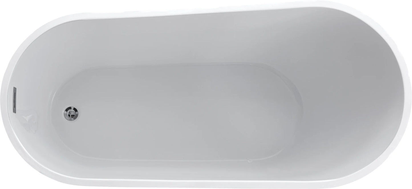 Trend Series 67 in. x 32 in. Flat Bottom Acrylic Freestanding Soaking Bathtub with Center Drain in Glossy White