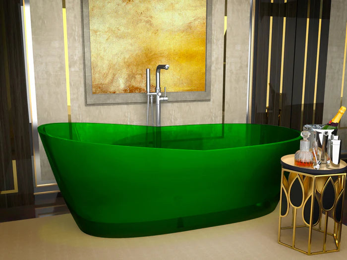 Ember 5.4 ft. Solid Surface Center Drain Freestanding Bathtub in Emerald Green