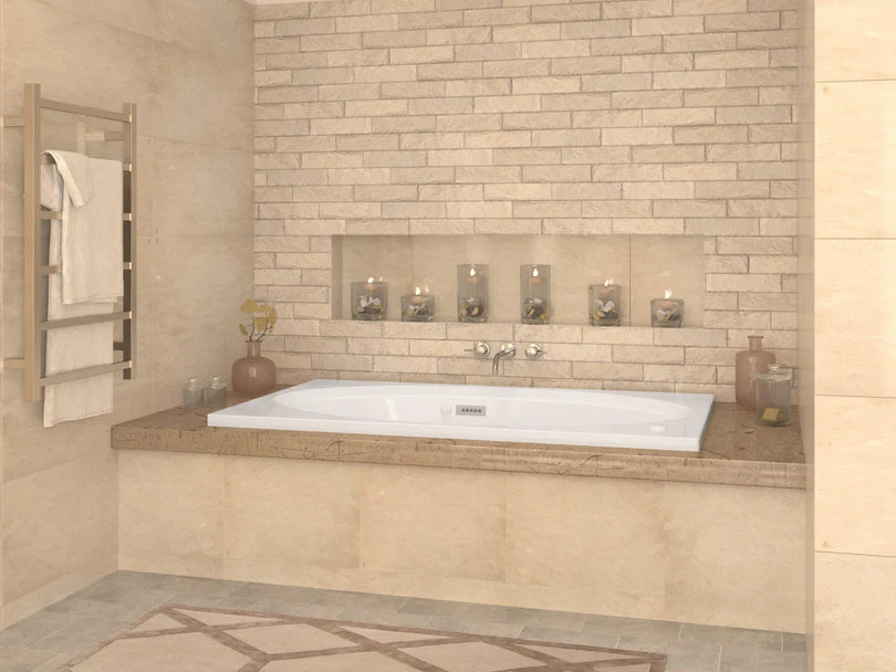 Vogue 42 x 59.625in. Air and Whirlpool Jetted Bathtub in White with Reversible Drain