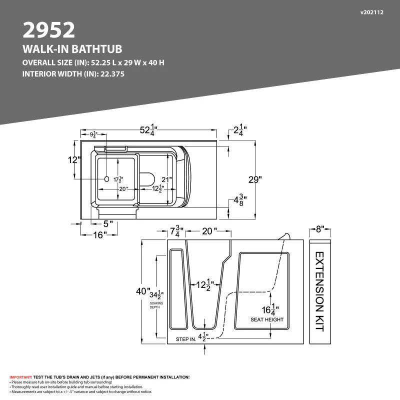 Coupe Series 29 in. x 52 in. Left Drain Quick Fill Walk-In Whirlpool Tub with Powered Fast Drain in White