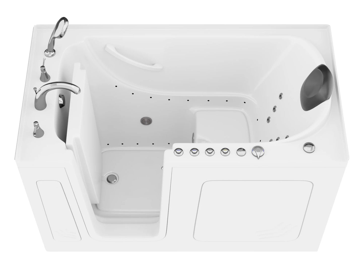 Nimbus Series 32 in. L x 60 in. W Left Side Drain Dual Jetted Bathtub in White with Microbubbles Technology