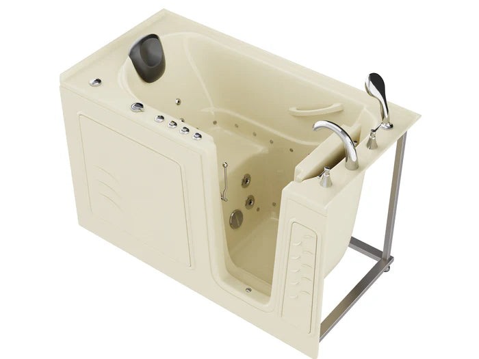 Coupe Series 30 in. x 60 in. Left Drain Quick Fill Walk-In Whirlpool Tub with Powered Fast Drain in Biscuit