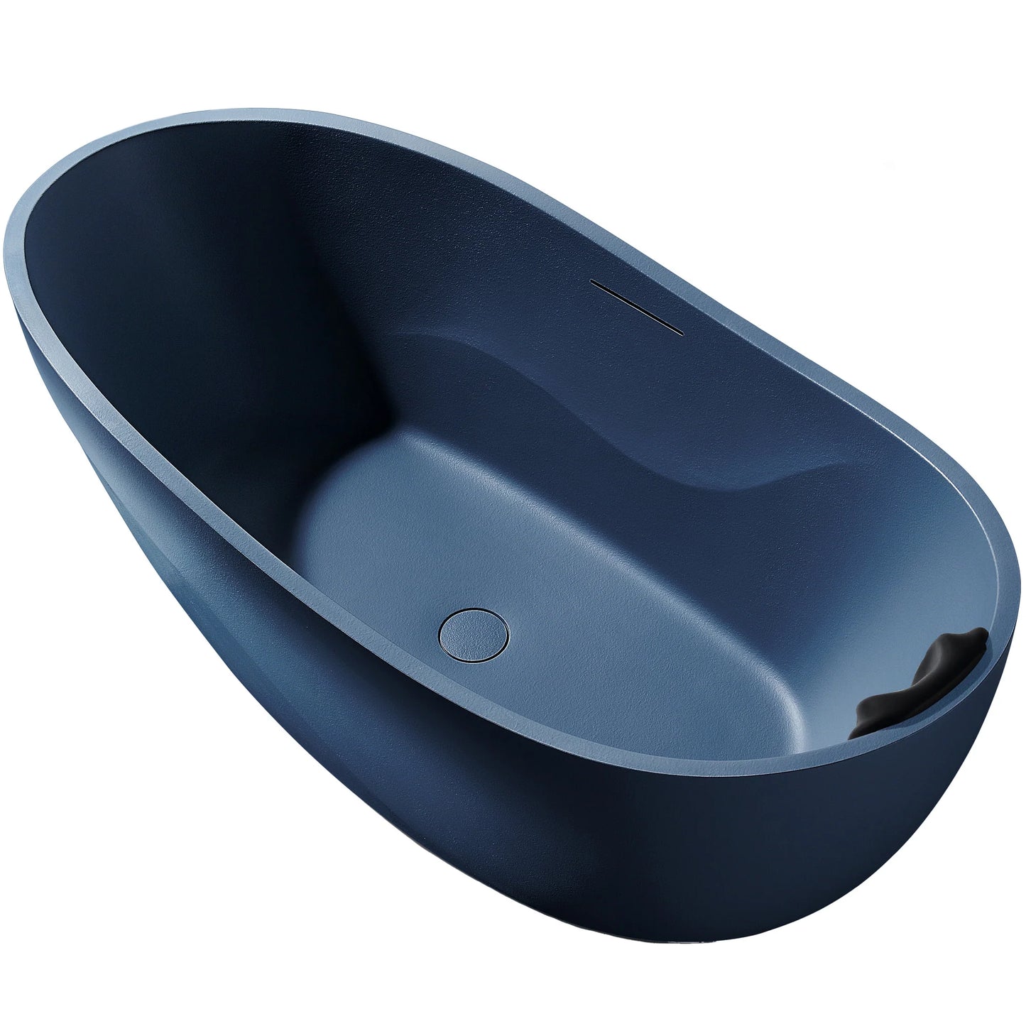 Kelut Series 67 in. Flat Bottom Solid Surface Freestanding Soaking Bathtub in Matte White