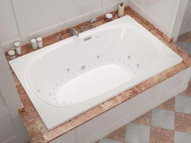 Charleston 48 x 72 in. Rectangular Air and Whirlpool Jetted Bathtub in White with Reversible Drain