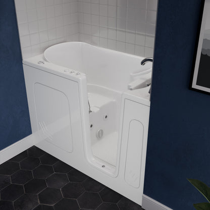 MediTub Meditub Collection 30 x 54 Whirlpool jetted bathtub, white with right drain and powered fast drain