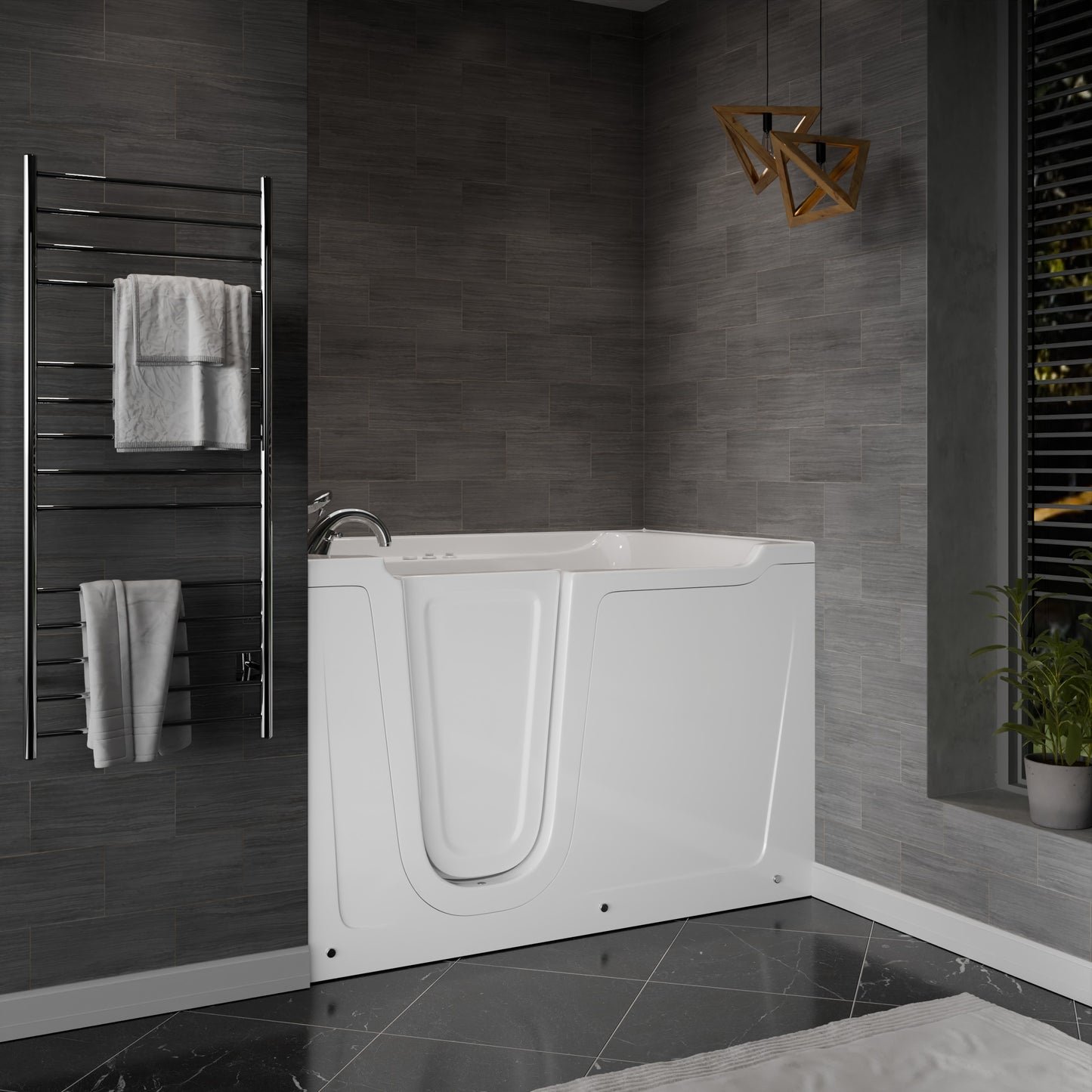 MediTub Collection 36x60 Whirlpool jetted bathtub, left drain, white with powered fast drain