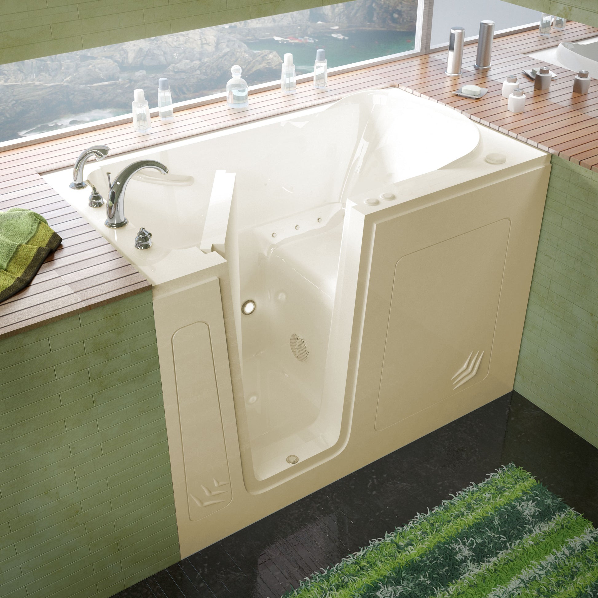 MediTub biscuit walk-in bathtub, left drain, air-jetted