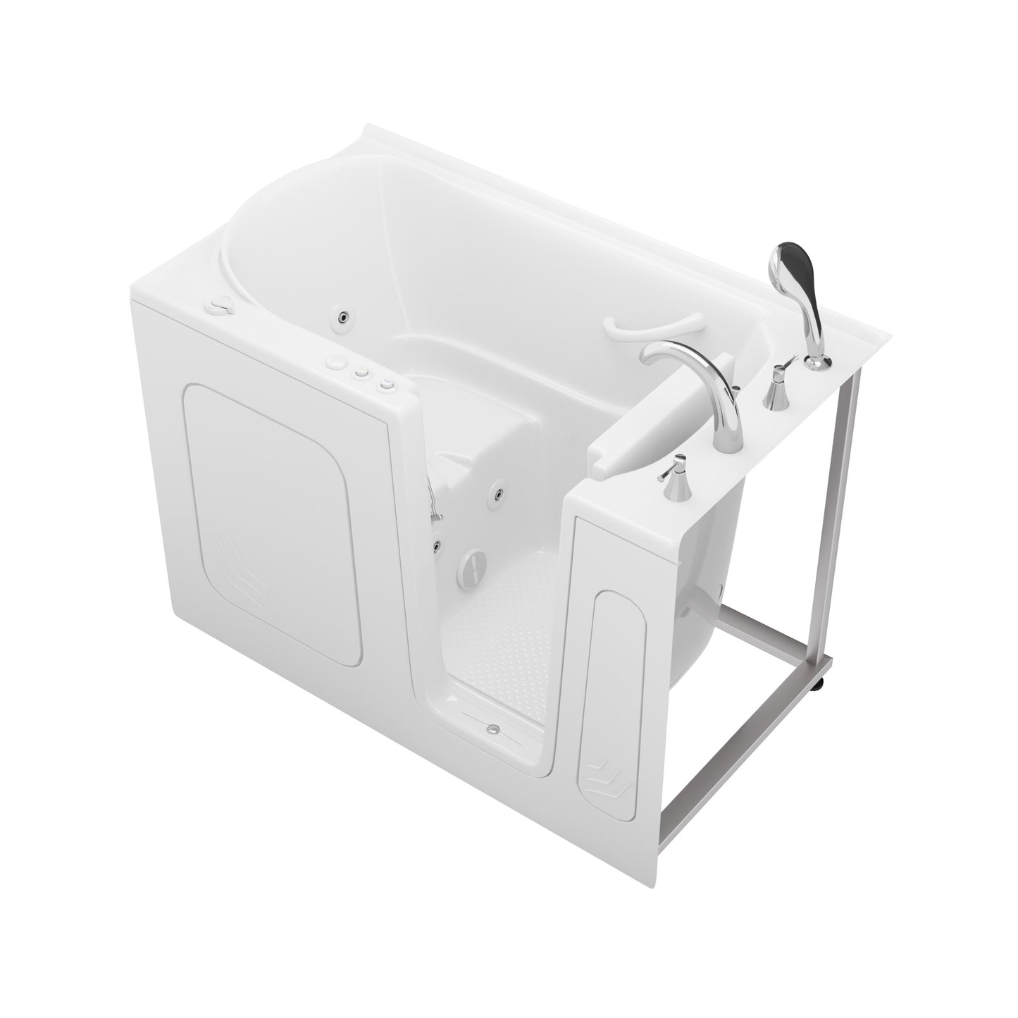 MediTub white 30 x 54 whirlpool jetted bathtub with right drain and powered fast drain