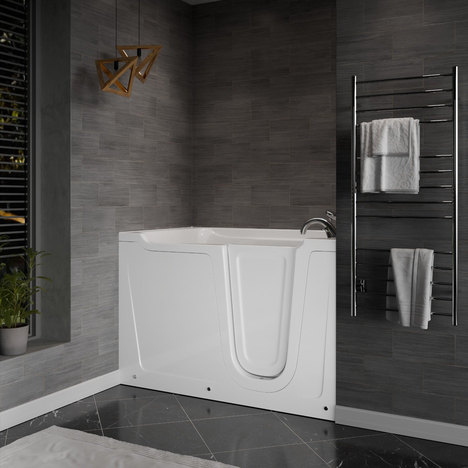 MediTub Collection 36x60 right-side drain alcove jetted soaker bathtub in white with fast-filling faucet set