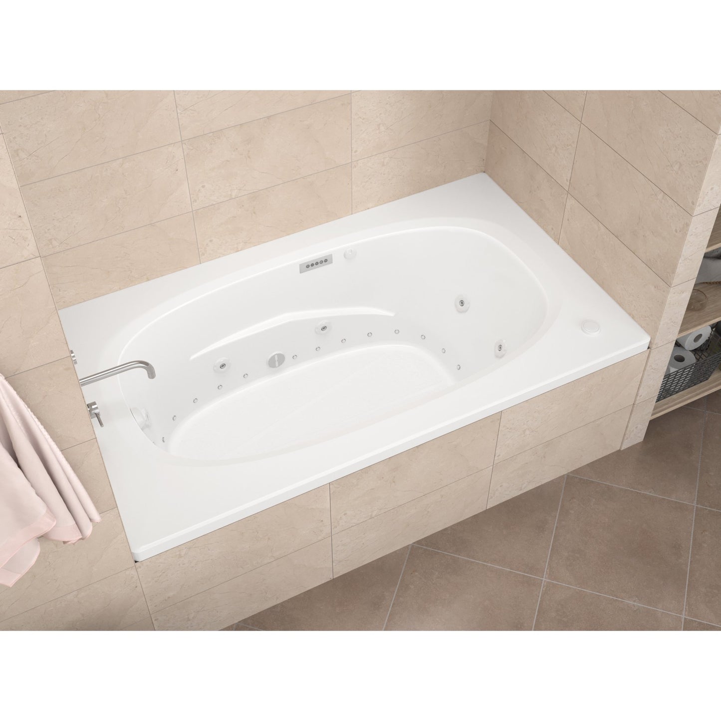 Polaris  42.25 x 65in. Air and Whirlpool Jetted Bathtub in White with Reversible Drain