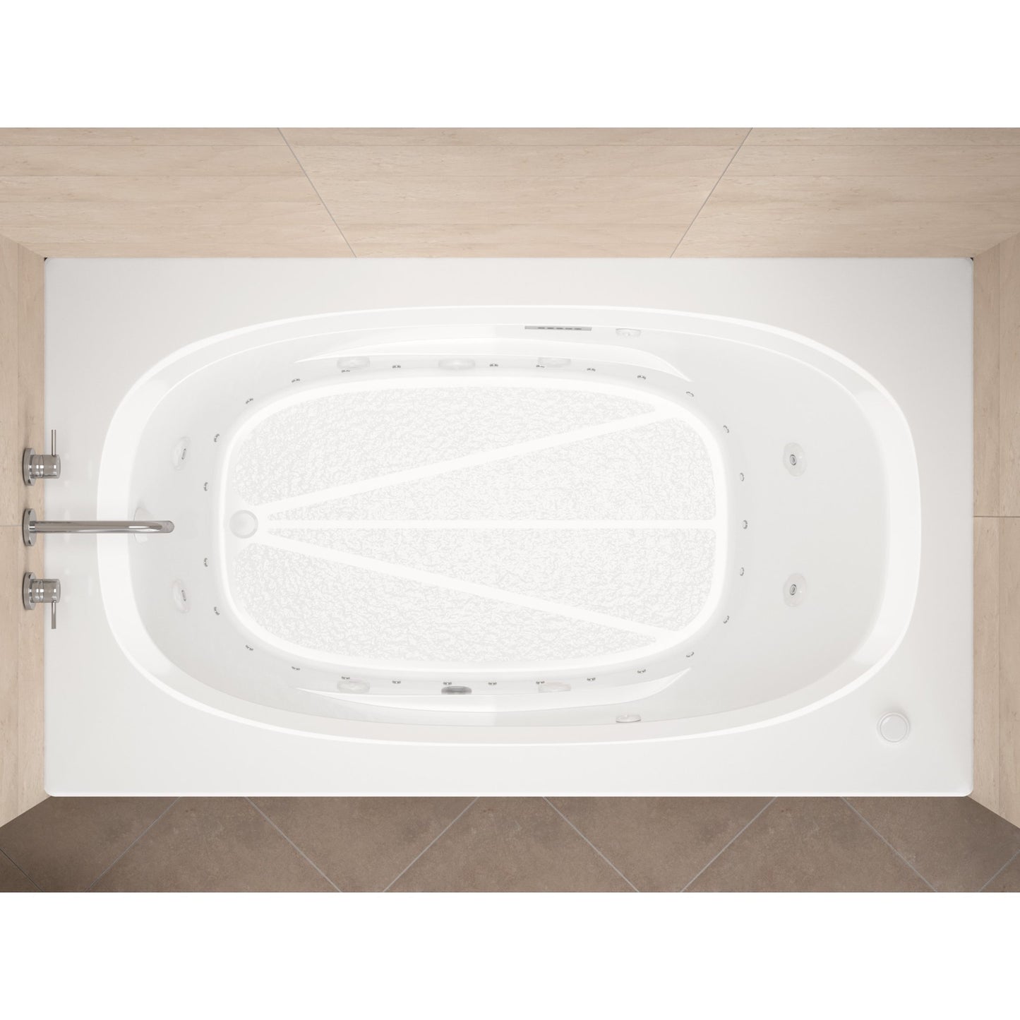 Polaris  42.25 x 65in. Air and Whirlpool Jetted Bathtub in White with Reversible Drain