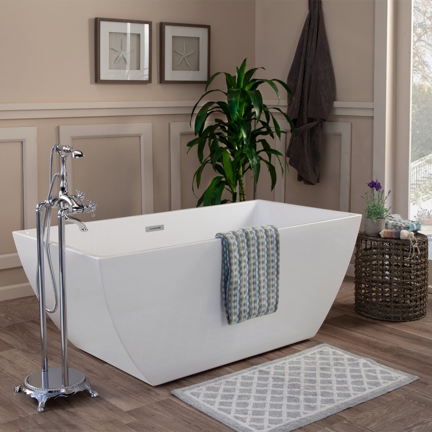 Sleek, Contemporary Square Design Spacious Soaking Tub by Altair