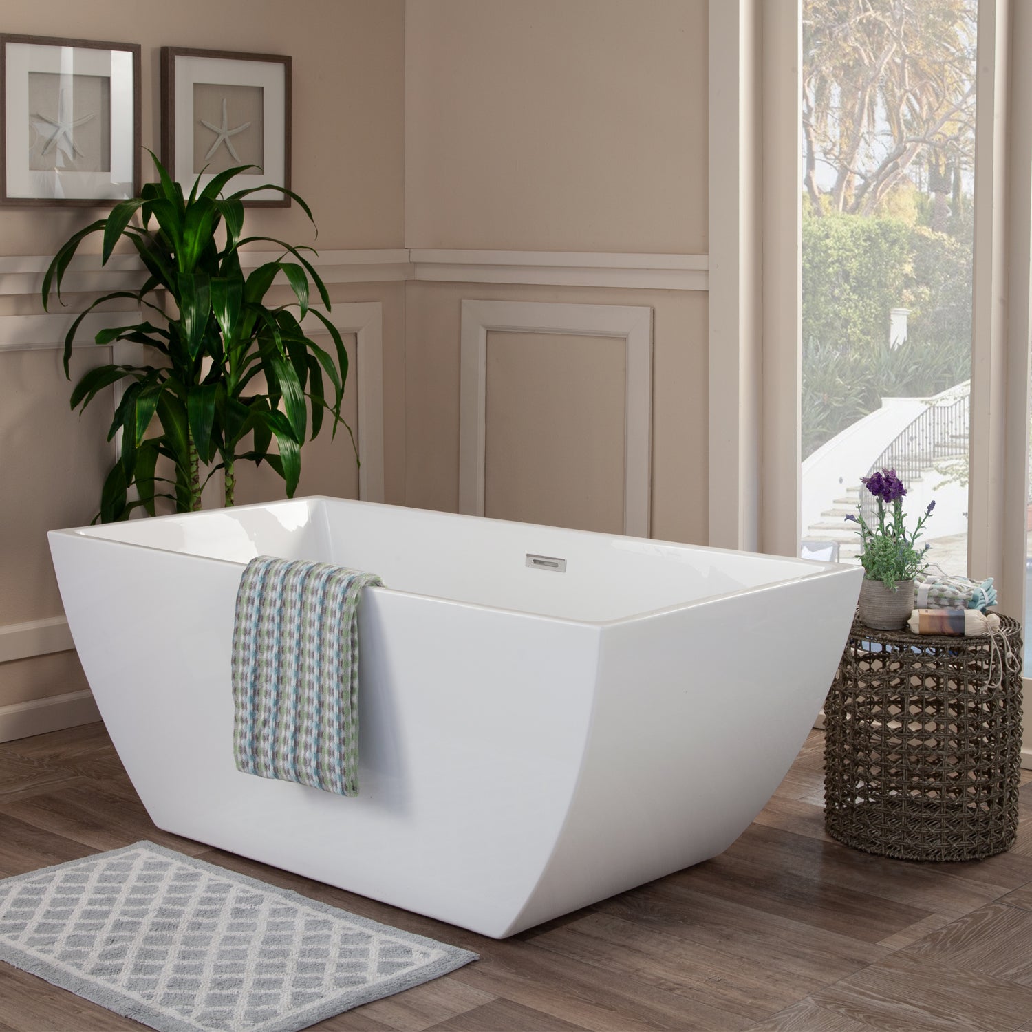 Sleek, Contemporary Square Design Spacious Soaking Tub by Altair