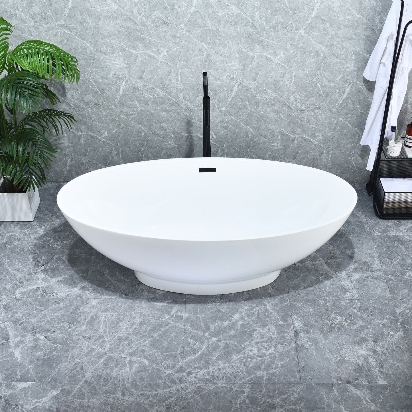 Elbow Freestanding Soaking Tub Contemporary Oval Design by Altair