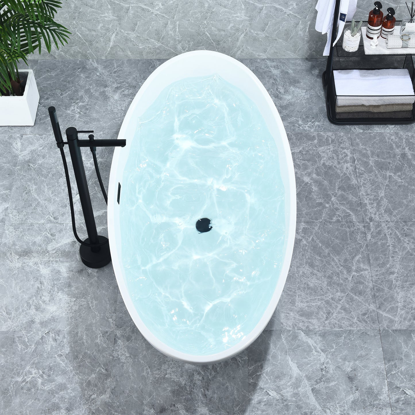 Elbow Freestanding Soaking Tub Contemporary Oval Design by Altair