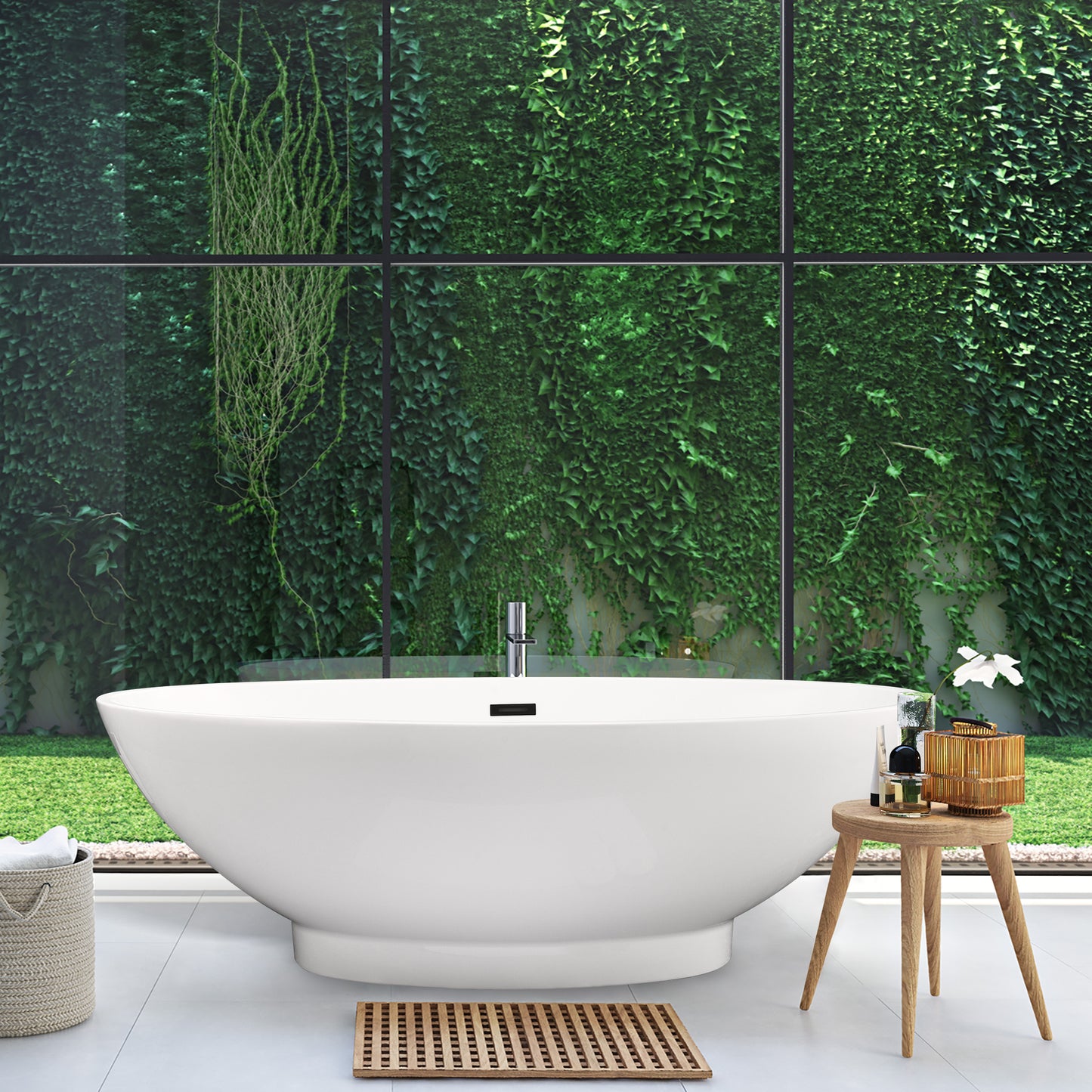 Elbow Freestanding Soaking Tub Contemporary Oval Design by Altair