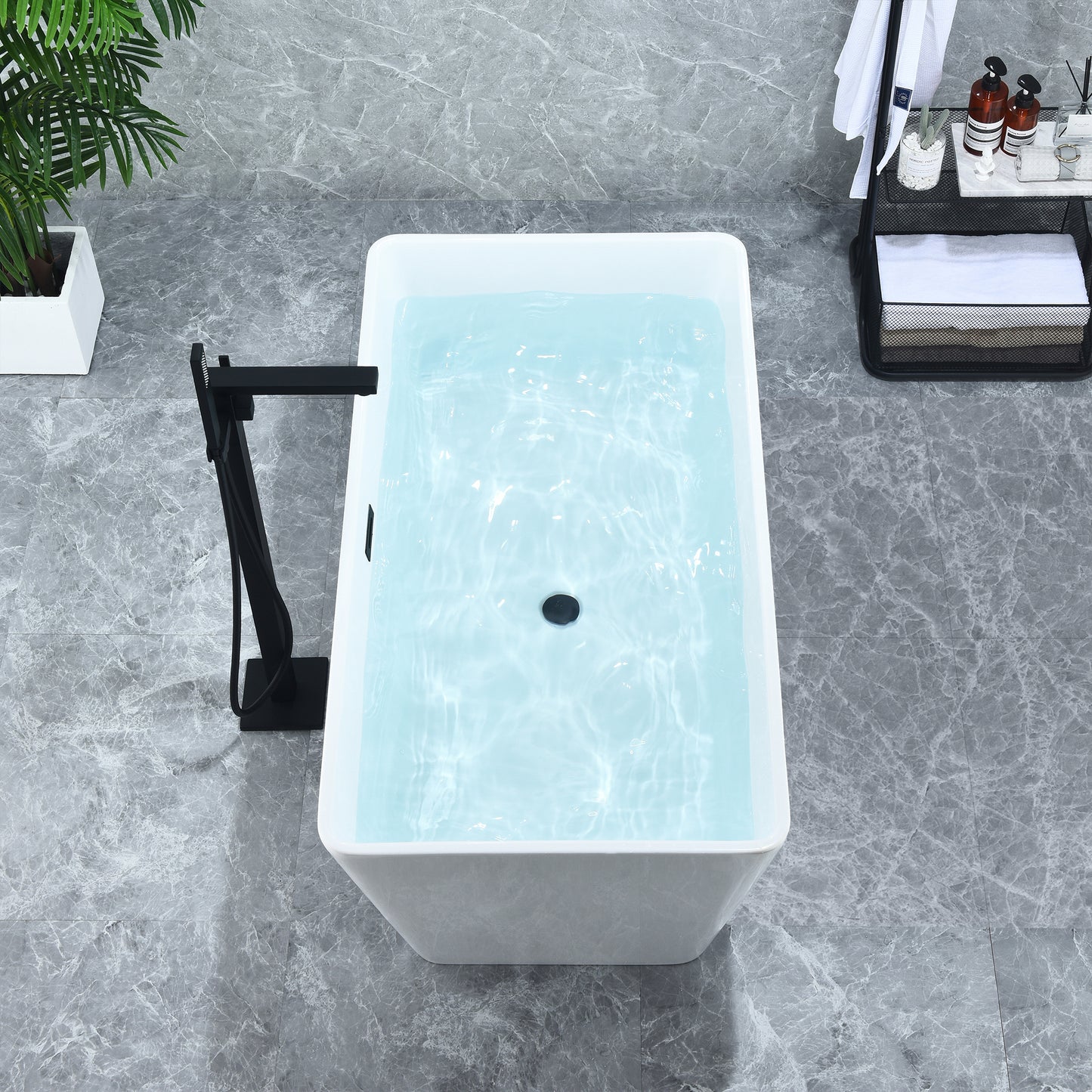 Freestanding Soaking Bathtub Features a Unique Square Silhouette by Altair