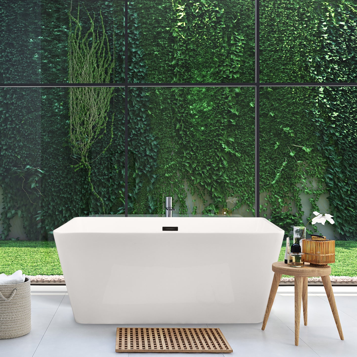Freestanding Soaking Bathtub Features a Unique Square Silhouette by Altair