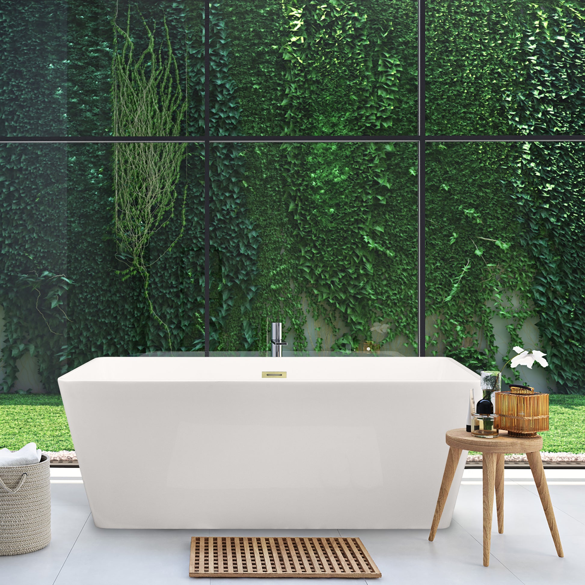 Sleek, Contemporary Square Design Freestanding Bathtub by Altair