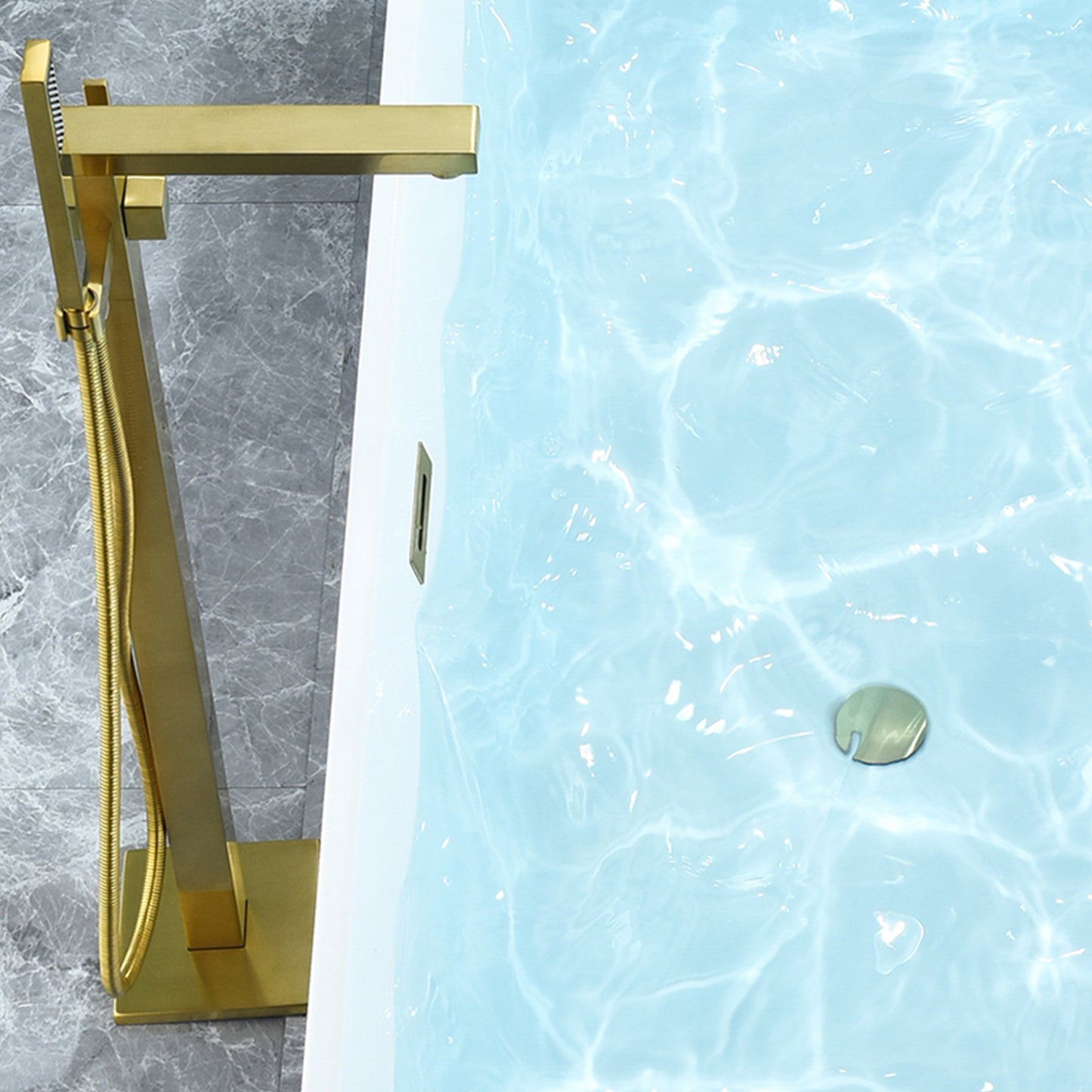 Sleek, Contemporary Square Design Freestanding Bathtub by Altair