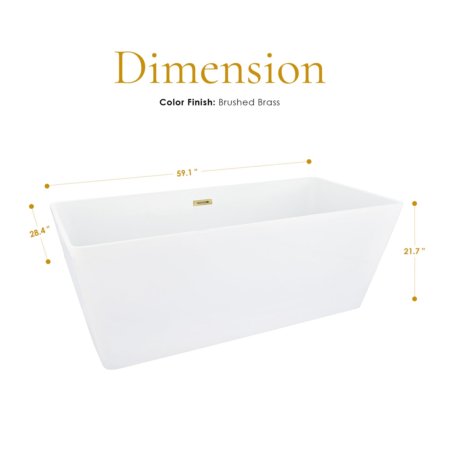 Sleek, Contemporary Square Design Freestanding Bathtub by Altair