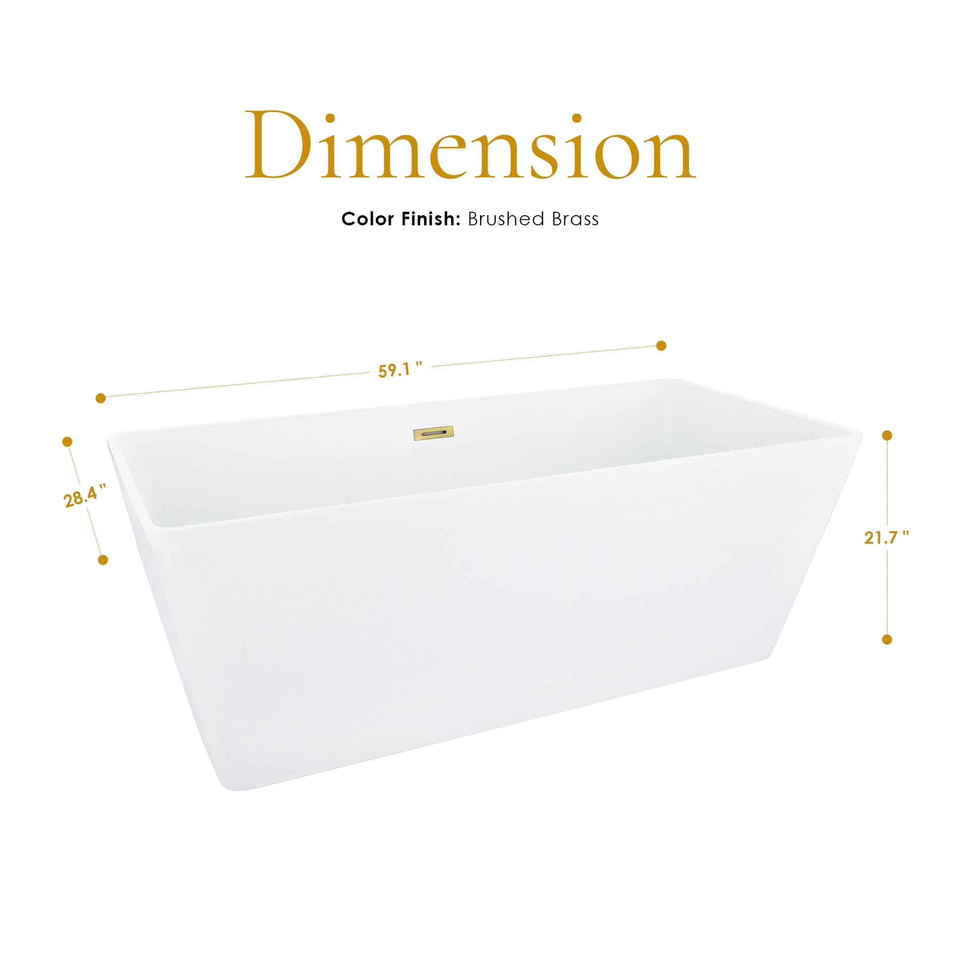 Sleek, Contemporary Square Design Freestanding Bathtub by Altair