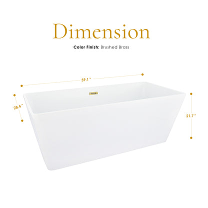Sleek, Contemporary Square Design Freestanding Bathtub by Altair
