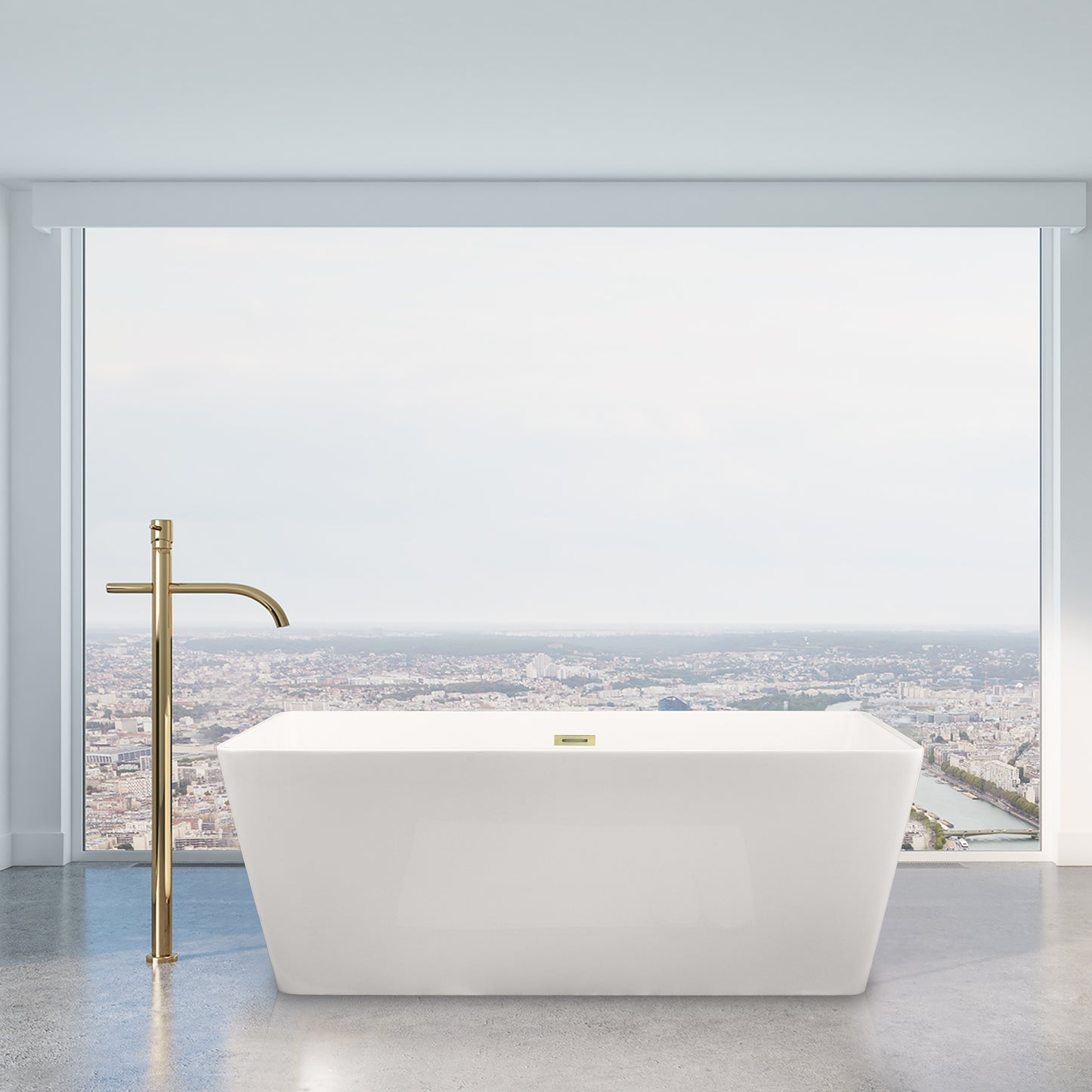 Sleek, Contemporary Square Design Freestanding Bathtub by Altair