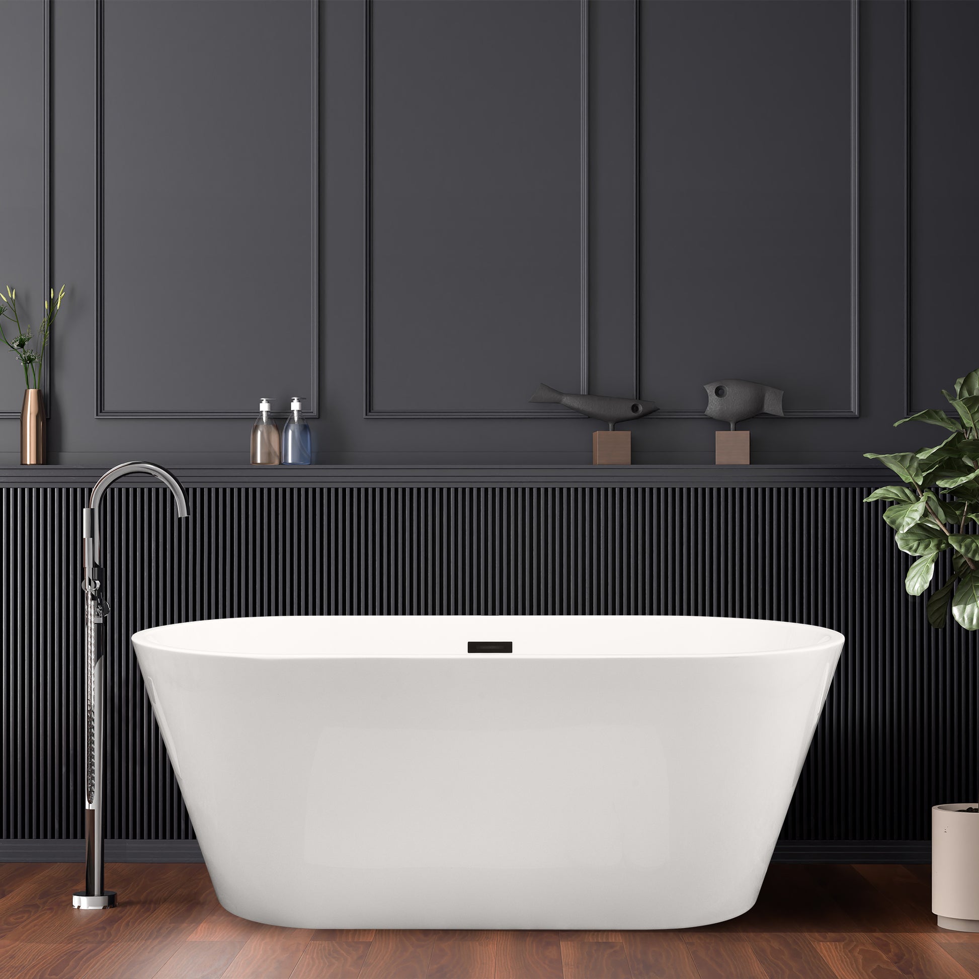 Contemporary Oval Design Freestanding Soaking Bathtub by Altair