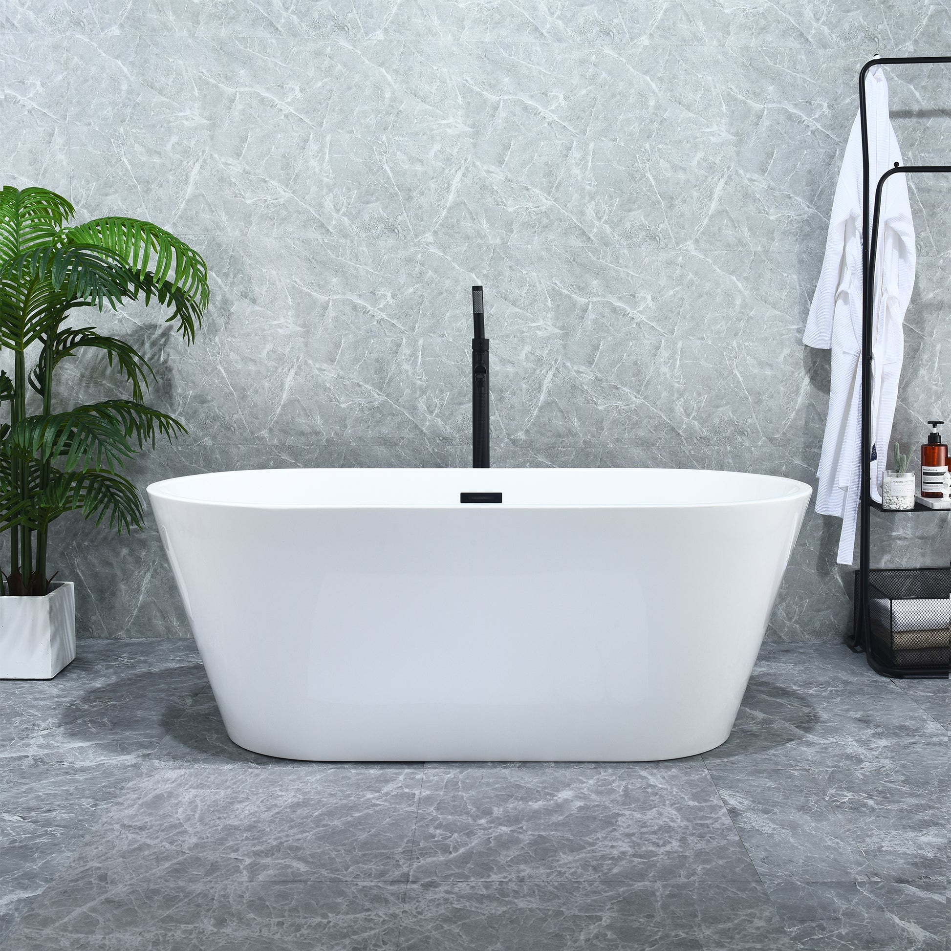 Contemporary Oval Design Freestanding Soaking Bathtub by Altair