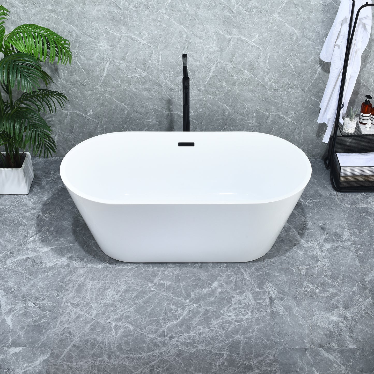 Contemporary Oval Design Freestanding Soaking Bathtub by Altair