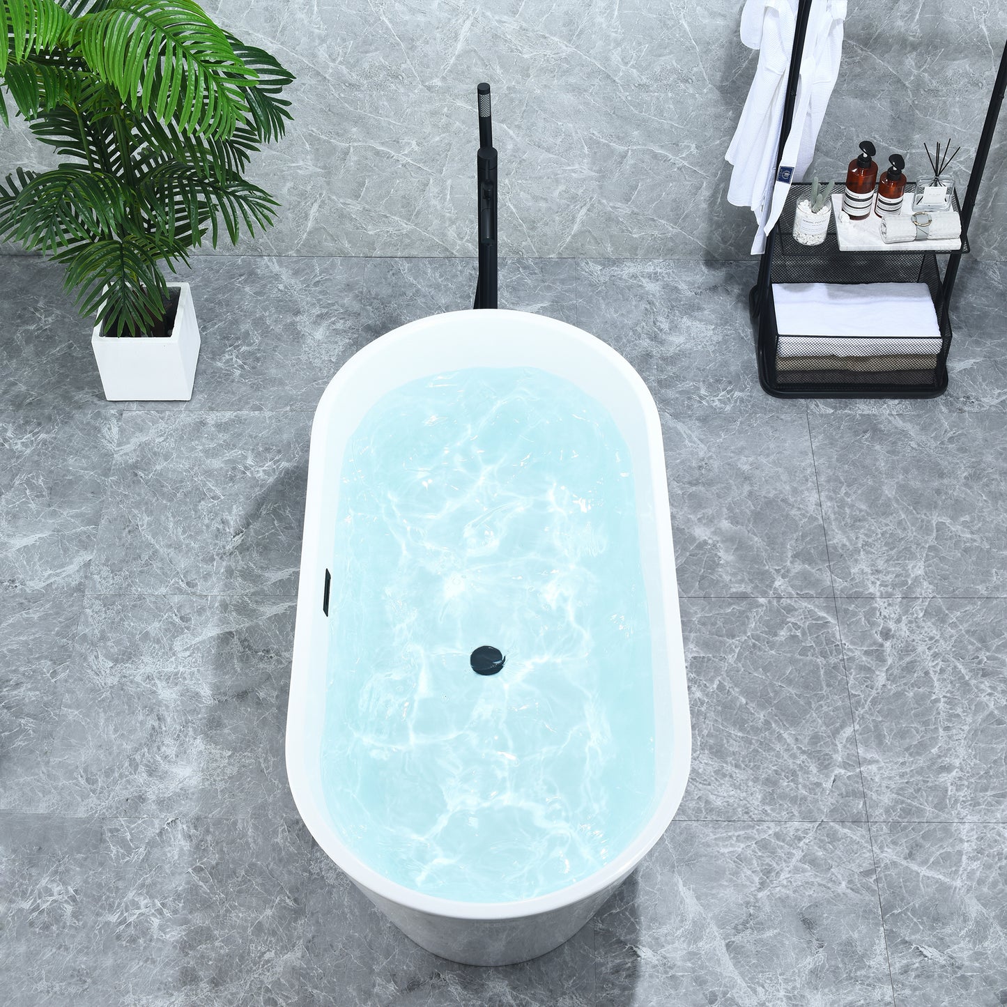 Contemporary Oval Design Freestanding Soaking Bathtub by Altair