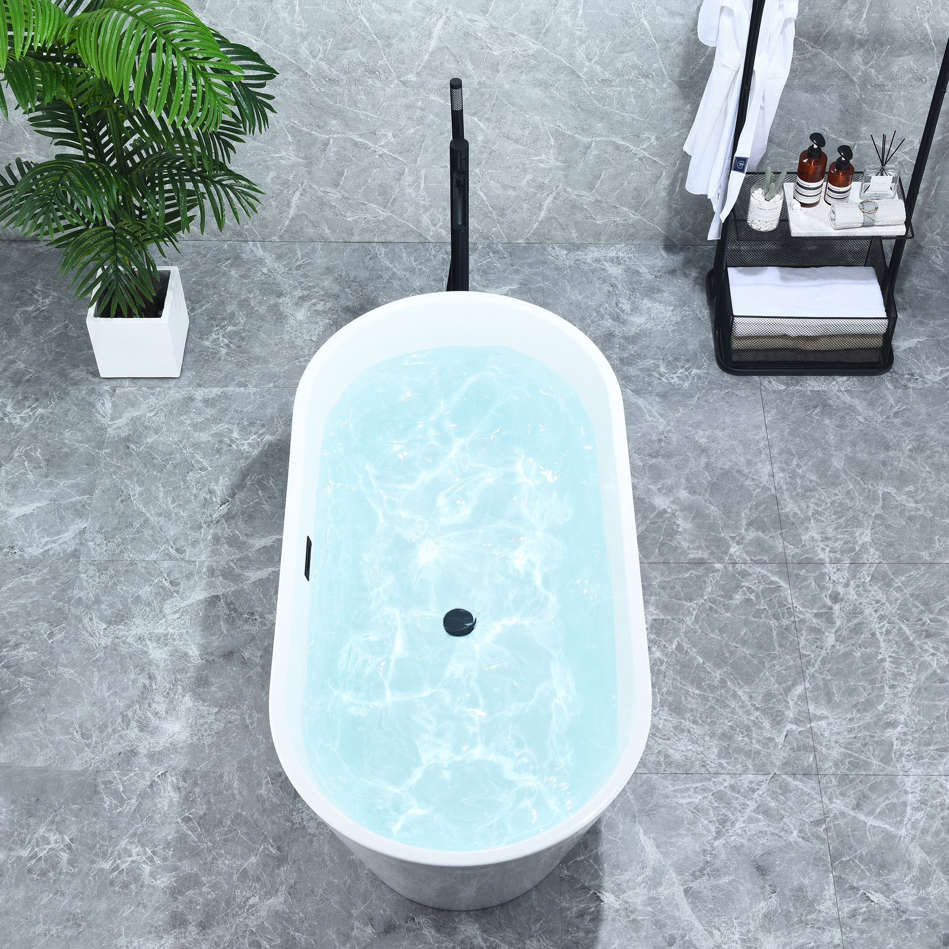 Contemporary Oval Design Freestanding Soaking Bathtub by Altair