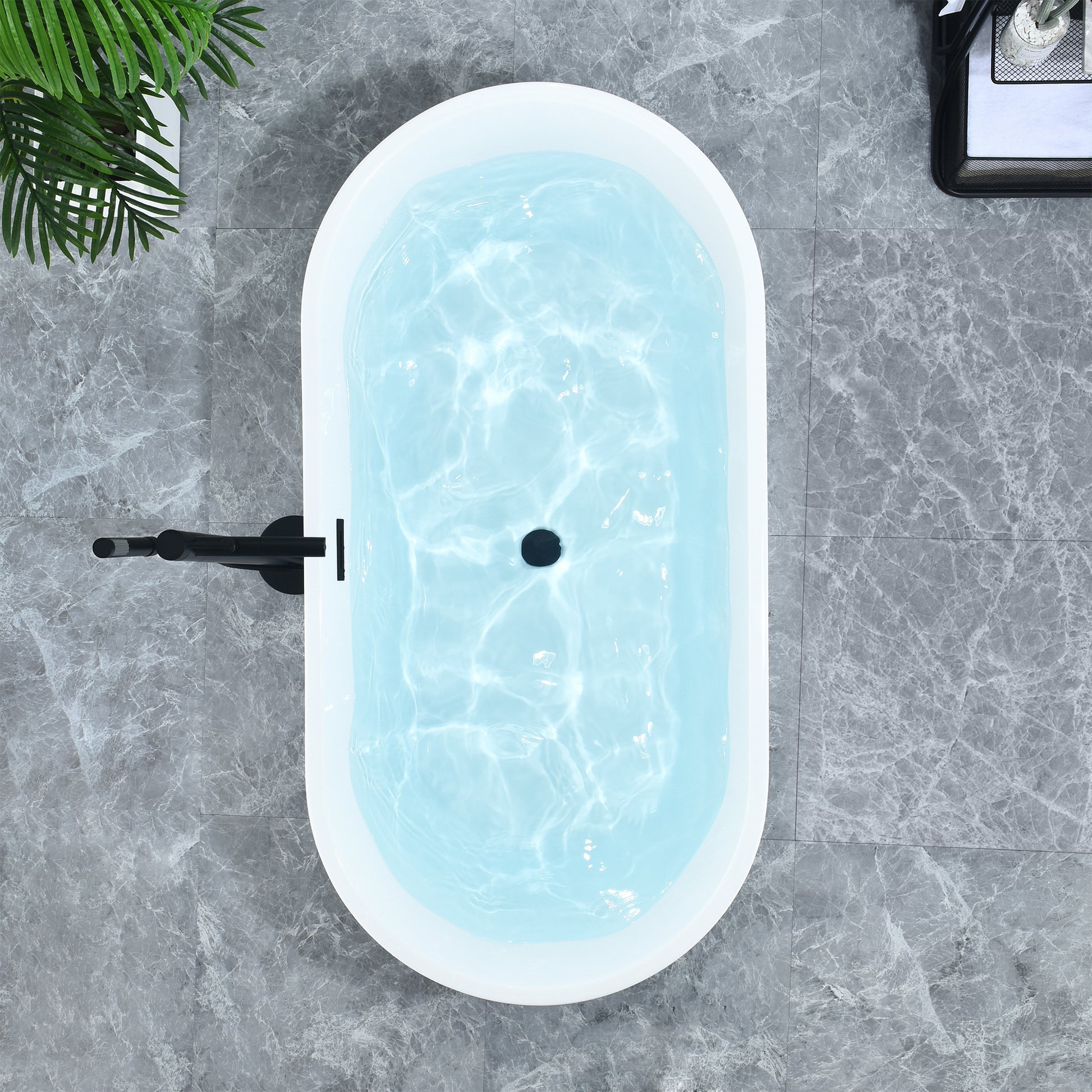 Contemporary Oval Design Freestanding Soaking Bathtub by Altair