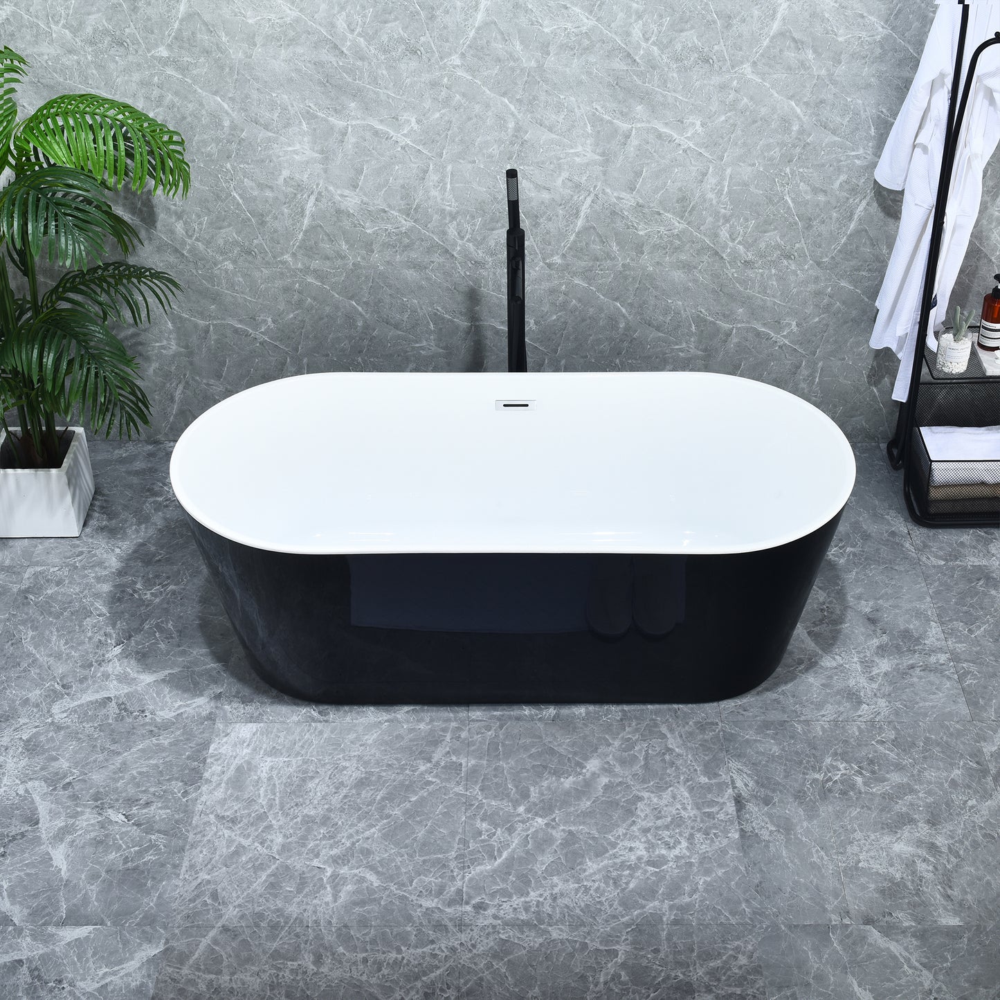 Contemporary Oval Design Freestanding Soaking Bathtub by Altair