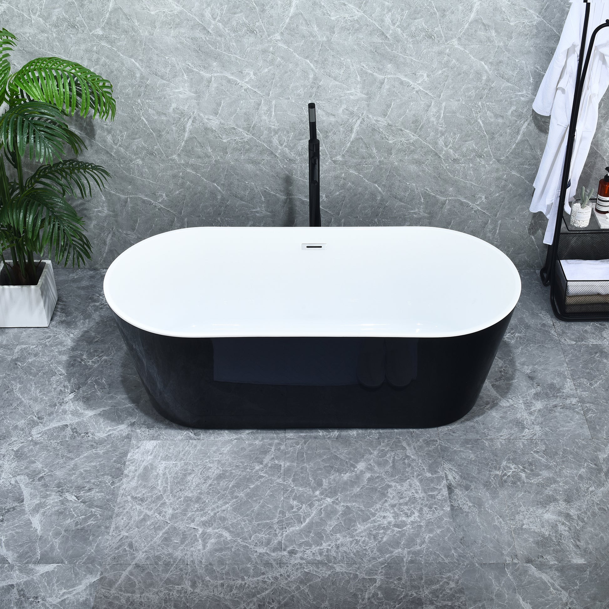 Contemporary Oval Design Freestanding Soaking Bathtub by Altair