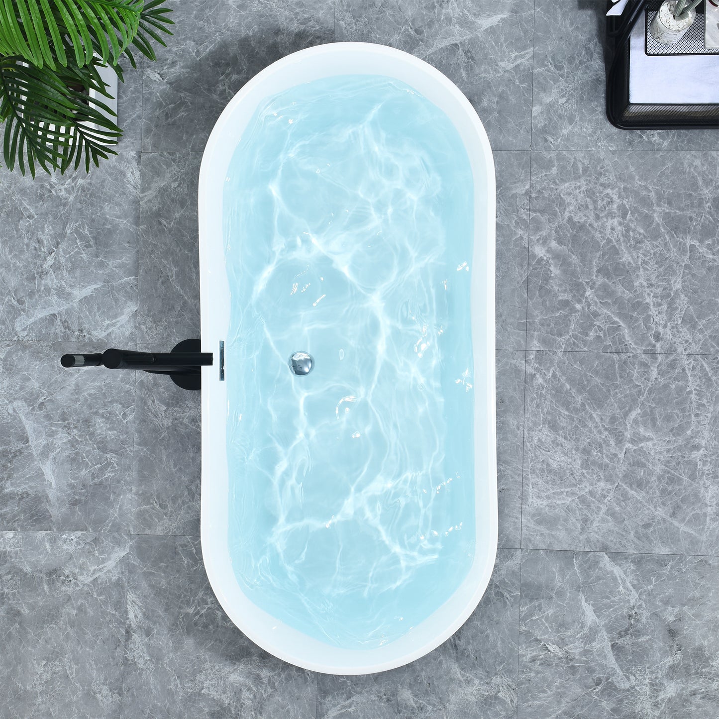 Contemporary Oval Design Freestanding Soaking Bathtub by Altair