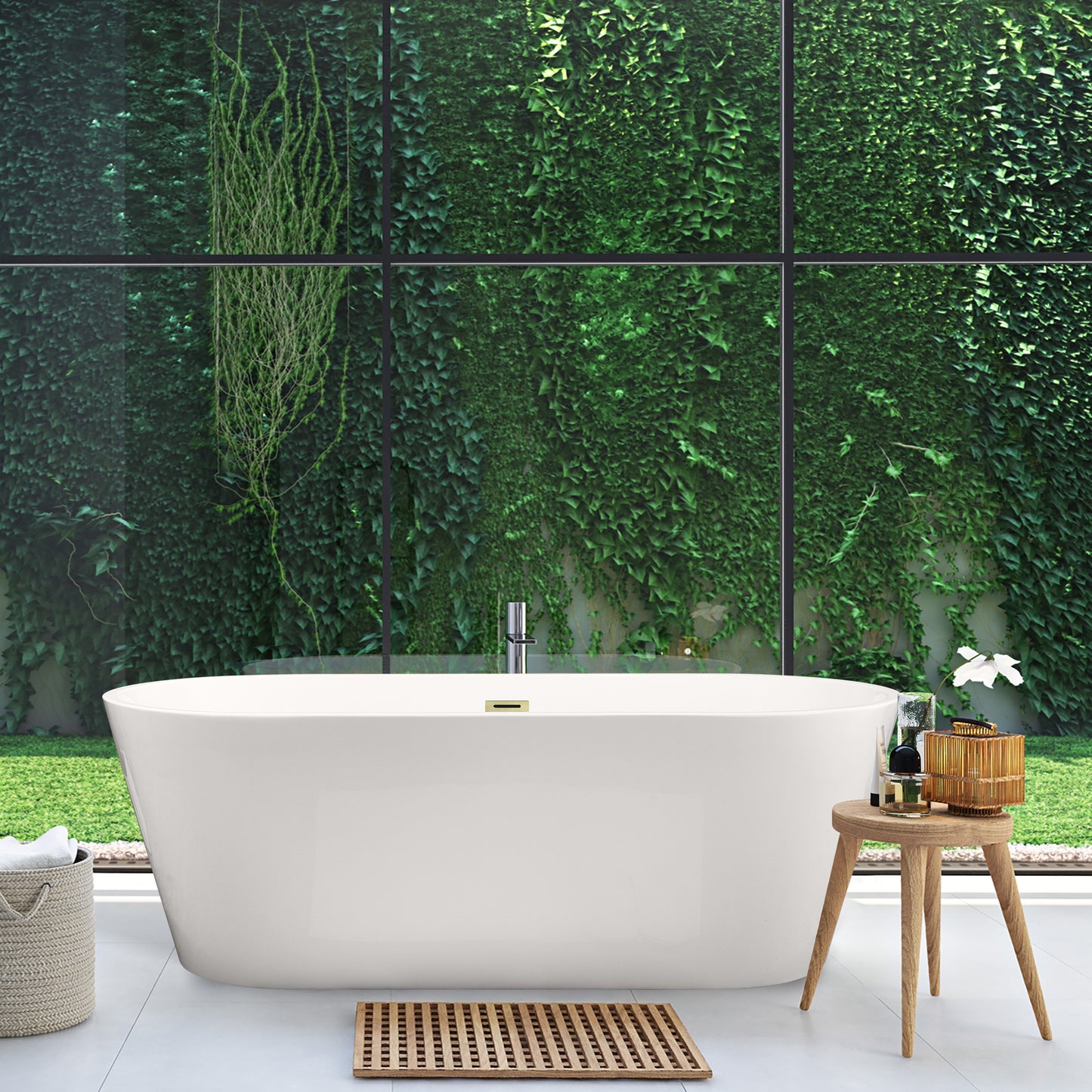 Contemporary Oval Design Freestanding Soaking Bathtub by Altair