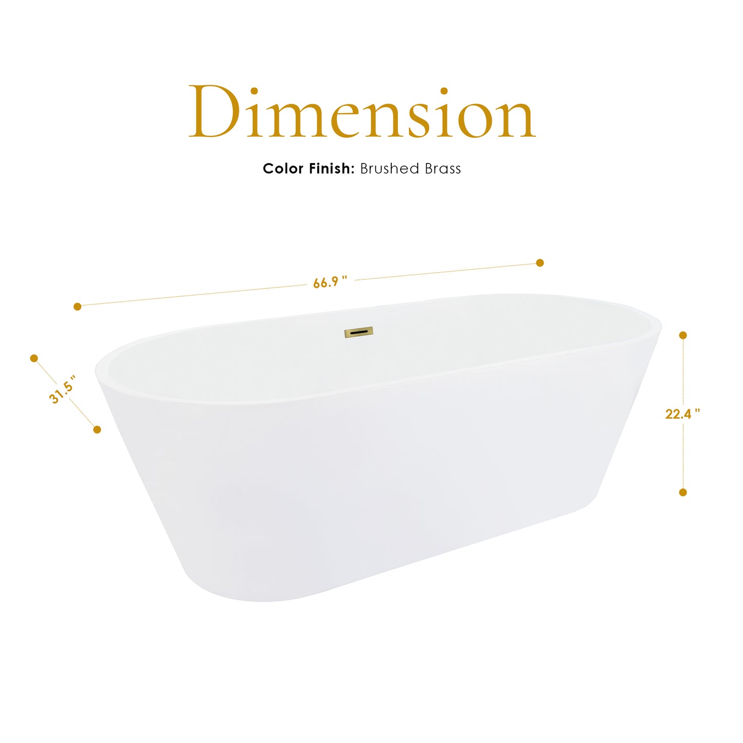 Contemporary Oval Design Freestanding Soaking Bathtub by Altair