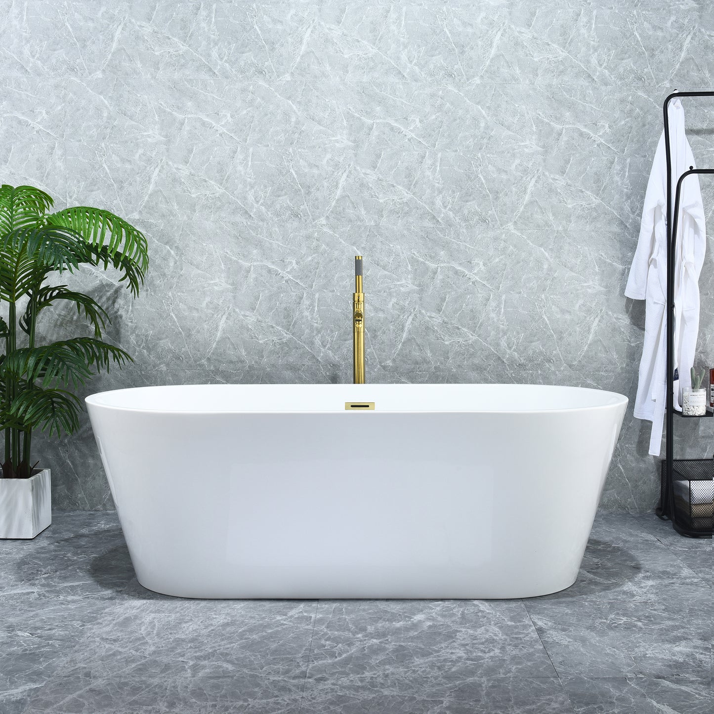 Contemporary Oval Design Freestanding Soaking Bathtub by Altair